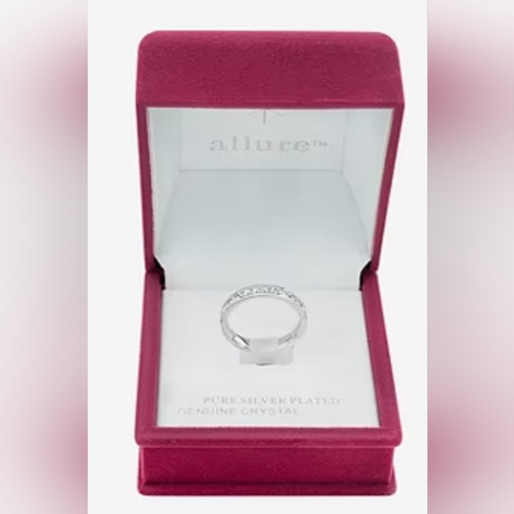 Sparkle Allure Stackable Eternity Crystal Pure Silver Over Brass Band - Picture 2 of 5